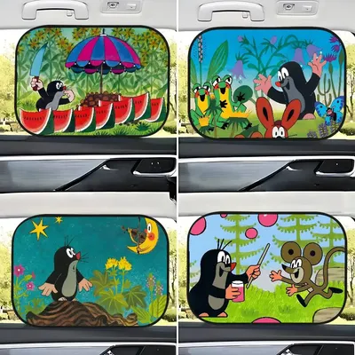 Cute Happy M-Mole Krtek Generic Car Window Shades Sun Covers Seat Sun Protection Static Cling Cars Shades Blackout For Vehicles