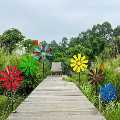 Kinetic Wind Spinner with Metal Garden Stake for Outdoor Garden Backyard