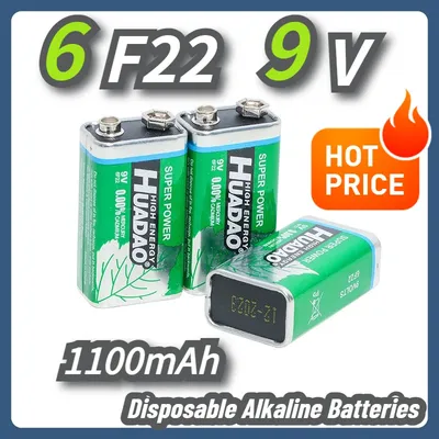 6F22 9V Disposable Alkaline Batteries 1100mAh Dry Cell for Microphone Multimeter Toy Smoke Alarm Walkie Talkie Backup Battery
