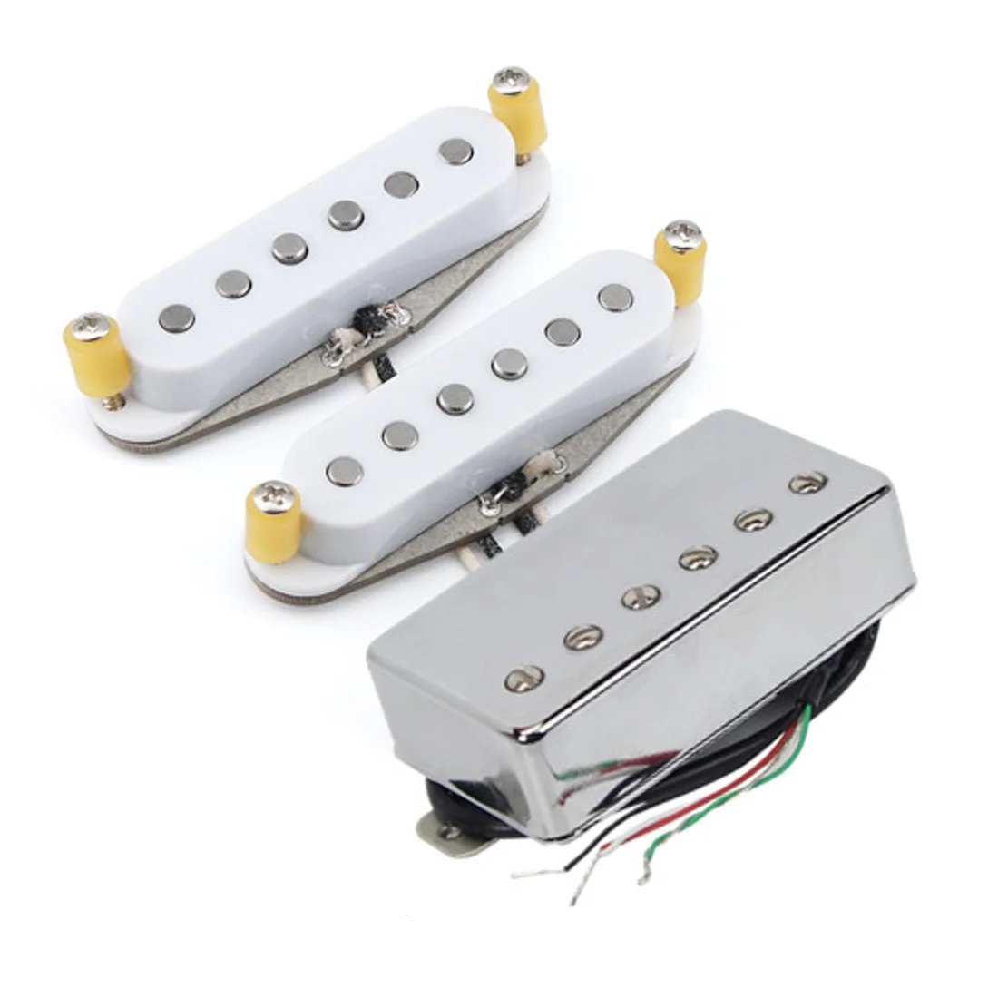 FLEOR Gitarren-Tonabnehmer-Set SSH Alnico 5 Staggered Single Coil + Humbucker-Tonabnehmer 4 Drähte 52/52/52 mm HSS E-Gitarrenteile Image