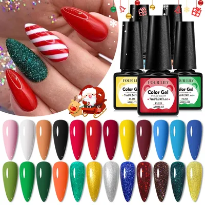 Four Lily 7ml Christmas Color Nail Gel Polish Semi Permnant All For Nails Decoration DIY Soak Off Painting Gel Nail Art Vernis