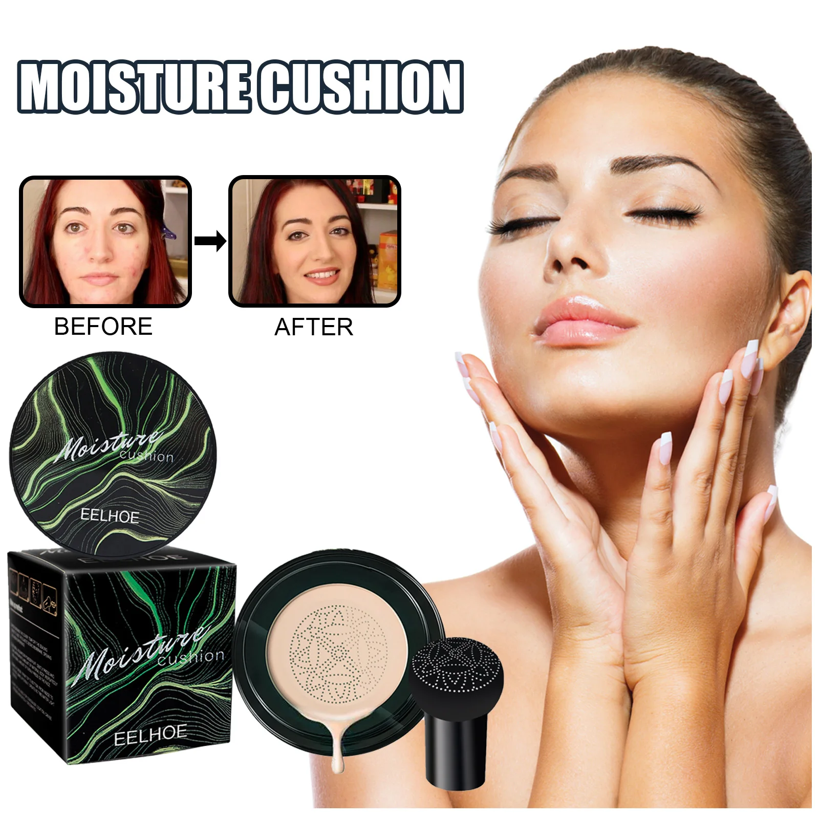 Testa a fungo Cuscino d'aria magico Fondotinta in crema BB Fondotinta impermeabile Base correttore Crema Prodotto per il trucco coreano delle donne