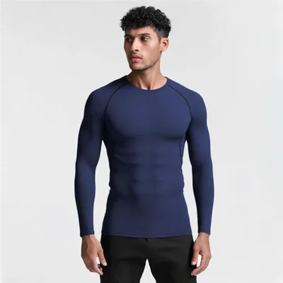 Compression Long Sleeve T Shirt Men Elastic Training T-shirt Gym Fitness Workout Tights Sport Jersey Athletic Running Shirt Men