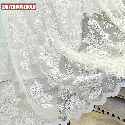 Embroidery White Tulle Curtains for Living Room Bedroom Balcony European-Style Window Mesh Yarn Sheer Girl Lace Princess Drapes