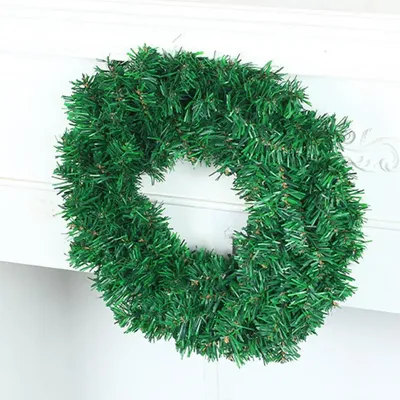 Christmas Wreath Accessories Festive Holiday Party Decor Green Artificial Spruce Christmas Wreath for Indoor Outdoor Mantel