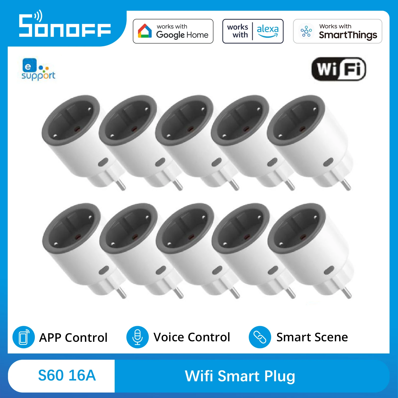 SONOFF S60 EU SONOFF Wifi Steckdose Wifi Smart Steckdose Überlastschutz Timer Smart Szene Fernbedienung Über EWeLink Home IFTTT Image