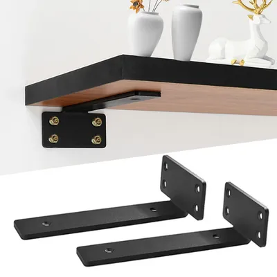 1 Pcs Thickening Cast Iron Shelves Heavy Duty Floating Shelf Brackets 4MM Invisible L Brackets Kitchen Organizers Bathroom Shelf