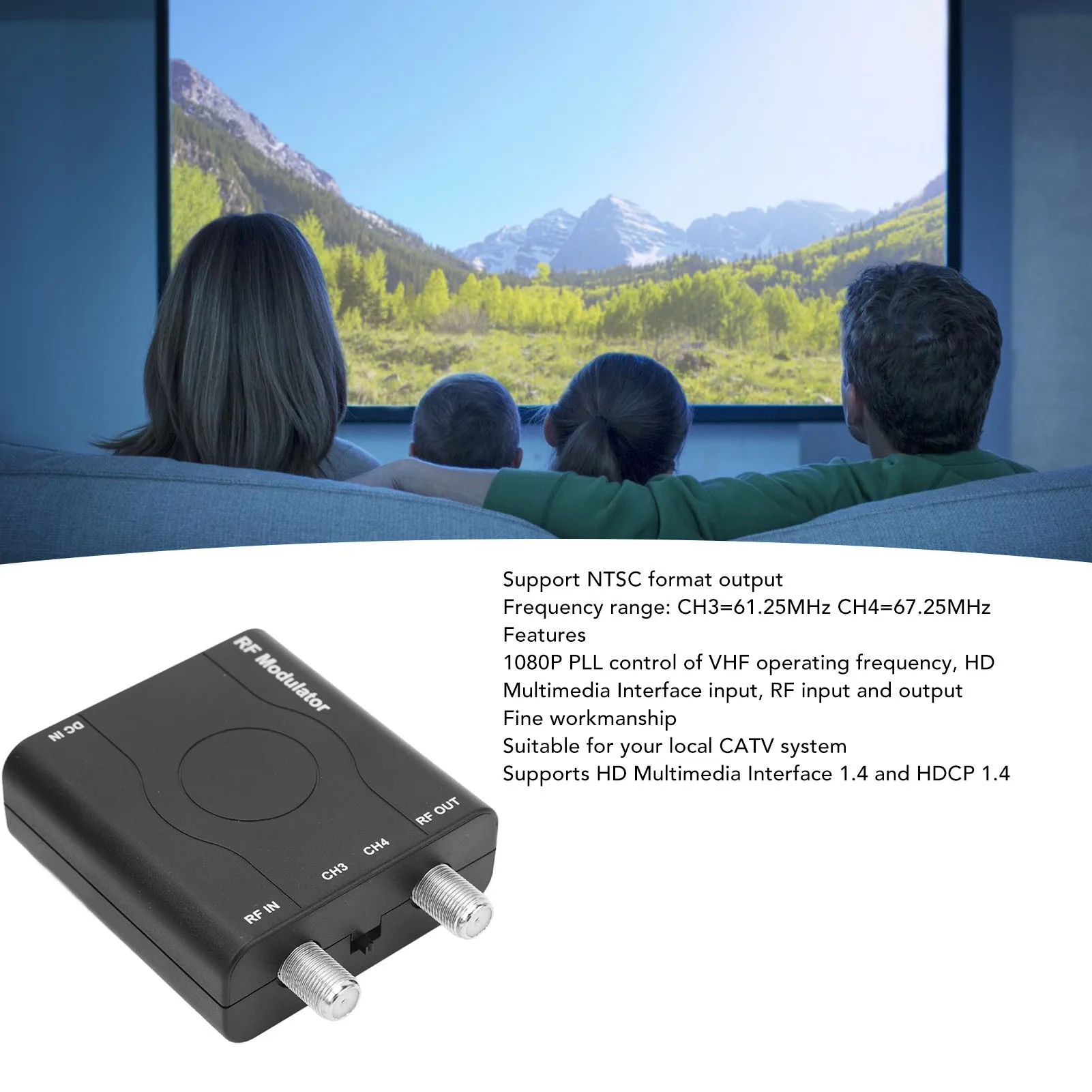 RF-Modulator HDM61 1080P PLL-Steuerung der VHF-Betriebsfrequenz HD-Multimedia-Schnittstelle RF-Modulator Stabil für Zuhause Image