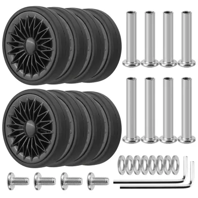8Pcs Black Luggage Wheel Replacement with Screw Travel Suitcase Wheel Replacement Suitcase Parts 55mm Axles Caster Repair Kit