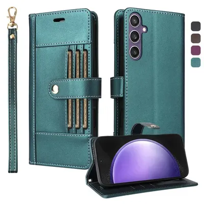 Luxus Hülle für Samsung S25 Edge S 25 FE 5G 2025 RFID 6-Karte Leder Flip Etui für Samsung Galaxy S25 Ultra Hülle S25 Plus Funda