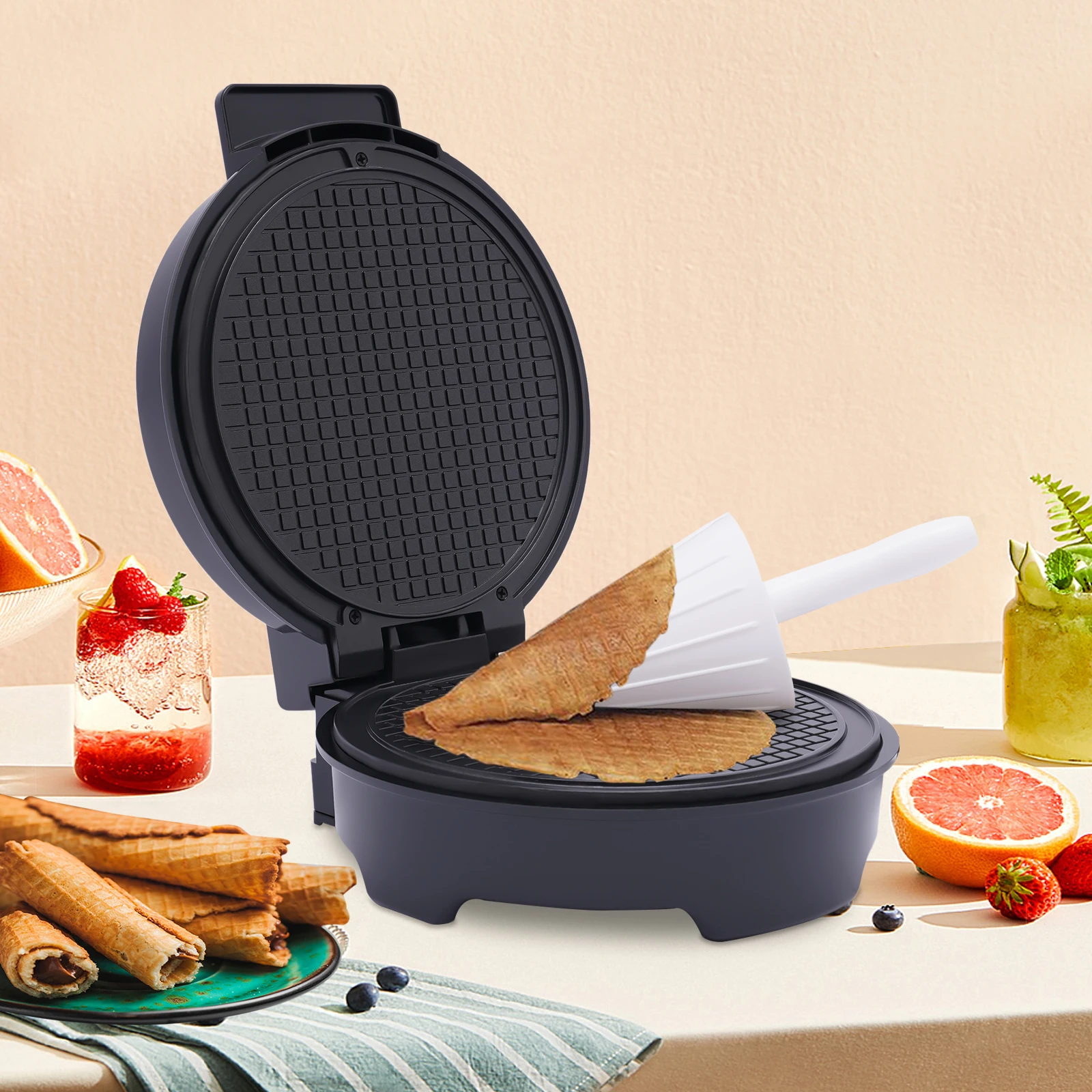 1000 W vollautomatisches Waffeleisen, elektrische Muffin-Kochmaschine, multifunktional, mit Antihaftbeschichtung, Backgeschirr für Frühstück Image