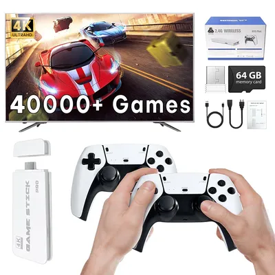 New 4K TV Game 3/40000 Games Stick Video Game Console 64G Built in Wireless Controller Gamepad Retro Handheld Game Console