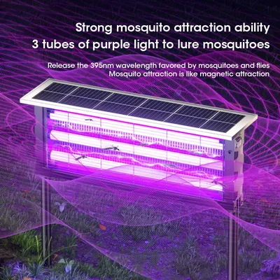 Solar Powered Mosquito Killer Lamp Outdoor Garden Insect Killer Large Area Fly Trap Lawn Light for Patio Yard Pest Control
