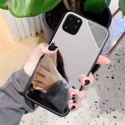 Black Mirror Phone Case for iPhone 17 16 15 14 13 12 11 Pro XS Max Back Protective Cover for iPhone XS MAX XR 16Plus Makeup