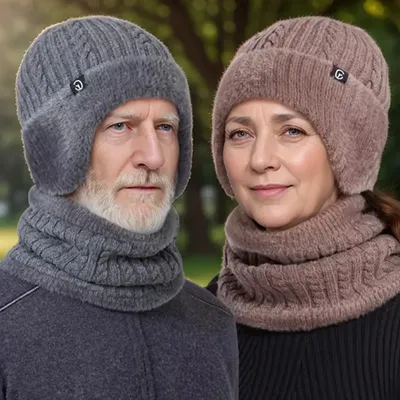 Knitted Hat Winter Elderly Hat for Women Winter Mom Warm Hat for Men Ear Protection Middle-Aged and Elderly