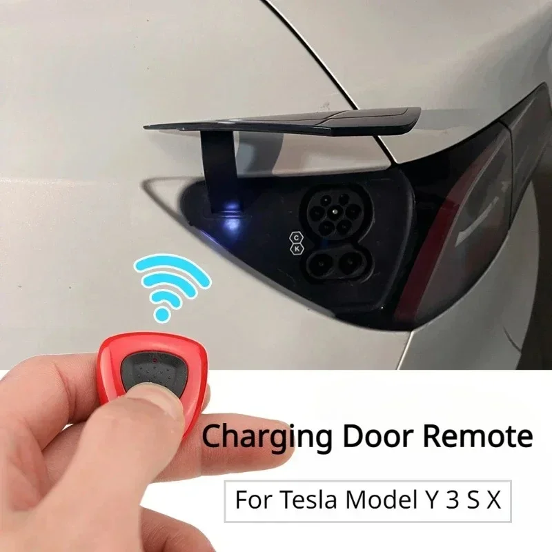 Für Tesla Modell 3/Y/S/X Fernbedienung der Lade Abdeckung Öffnen Taste Ladegerät Pile Öffnung Abdeckung port Schlüssel Chip Zubehör 2024 Image