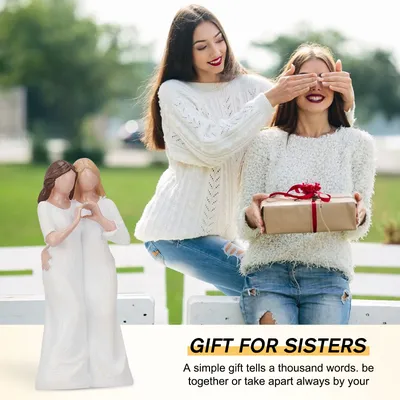 Bestie Friend Sister Figurines Birthday Gift - Personalised Friendship Presents Hand-Painted Resin Miniatures White Dress Statue