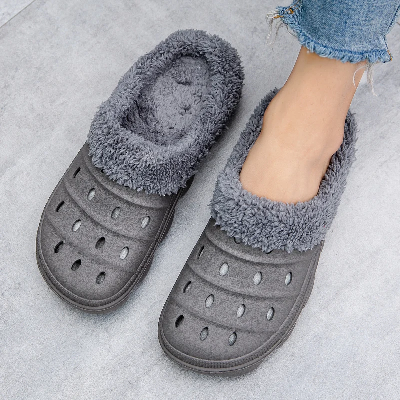 Winter Schuhe Plüsch Fell Clogs Männer Hausschuhe Warme Pelzigen Hausschuhe Paare Concise Indoor Hause Baumwolle Schuh Frauen Casual Flauschigen Rutschen