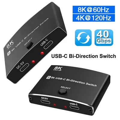 8K Typ-C KVM-Switch Bidirektionaler Splitter Video-Umschalter 2x1 1x2 Thunderbolt 4 PD 100W 4K 120Hz für MacBook Laptop Monitor