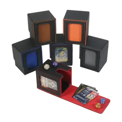 100+ Load Trading Card Deck Box mit 2 Trennwänden, Aufbewahrungsbox für Spielkarten, PU-Magnet, Sportkarten-Deck-Halter
