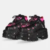 Punk-Nieten-Motorradstiefel mit dicker Sohle, Y2K, 2022, neue Street-Fashion, Rock-Party-Stiefelette, gemischte Farben, Schnür-Sport-Freizeitschuhe
