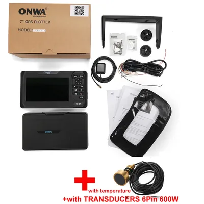 ONWA KP-27X 7-inch IP66 Marine GPS Chart Plotter 4-IN-1 with Echo Sounder with AIS Built-in Fish Finder with TRANSDUCERS