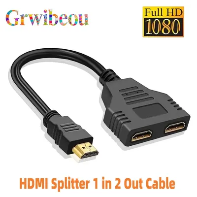1080P HDMI Splitter Dual Port 1 in 2 Out Cable Male To Female HDTV Adapter For Laptop TV Box Monitor HDMI-Compatible Splitter