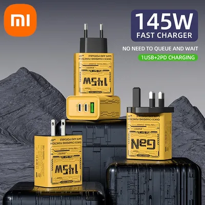 Xiaomi 145W 3 Ports Type-c USB Fast Charger Quick Mobile Phone Charger EU US UK Plug Charger Adapter For Iphone Samsung Xiaomi