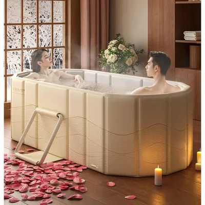 Home Adult Bath Tub, Soaking Tub,Adult Constant Temperature Folding,No Installation, New Large Bathtub, Full Body Double Bathtub