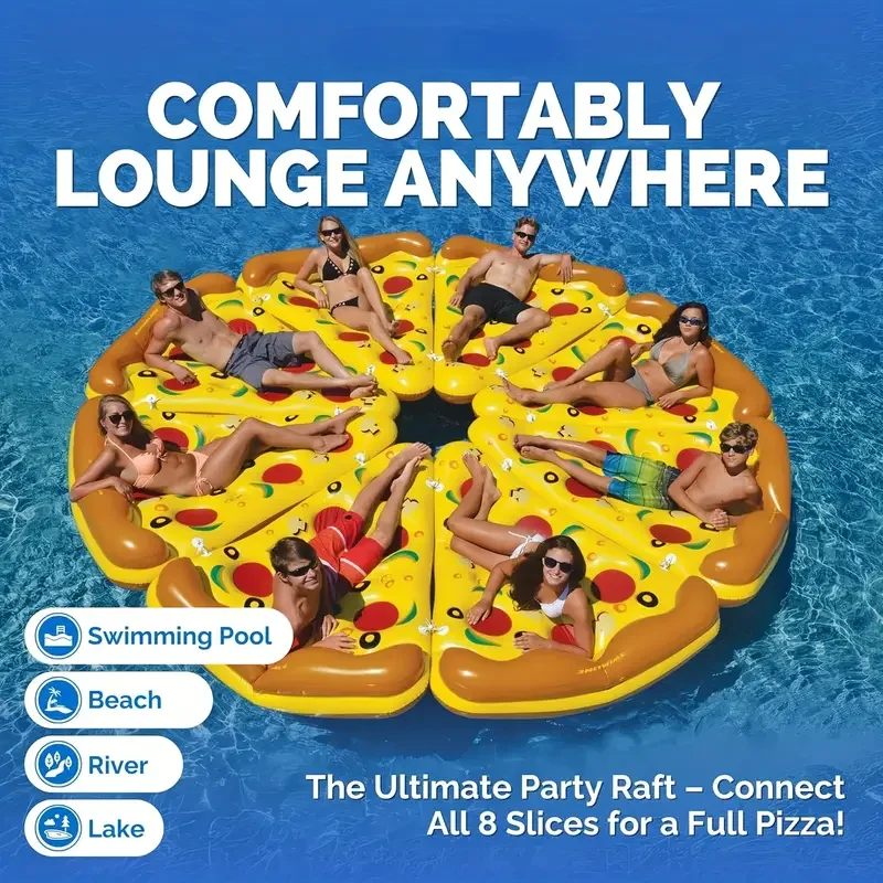 Hot Giant Pizza Schwimmbad Schwimmende aufblasbare Matratze Schwimmring Kreisinsel Cool Water Party Pool Spielzeug Pool Float Image