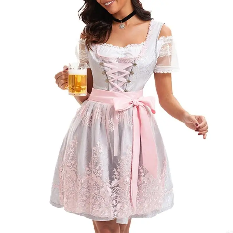 270d 4pcs/Set Deutsch Oktoberfest Dirndl Kleider Bluse Oktoberfest Kostüme für Frauen Image