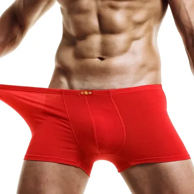 Men's underwear, men's briefs, gifts for men born in the Year of the Pig, bright red wedding thin four-cornered trousers, bottom
