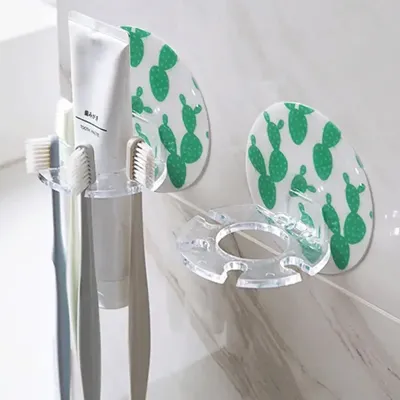 Bathroom Toothbrush Holder Bathroom Creative Wall Mounted Multipurpose Plastic Toothbrush Holder Toothpaste Storage Rack
