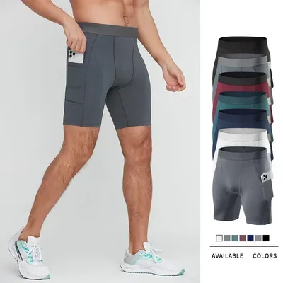Compression Shorts Workout Clothes Training Short Leggings Men Fitness Clothing Gym Wear Mens Running Sports Shorts with Pockets