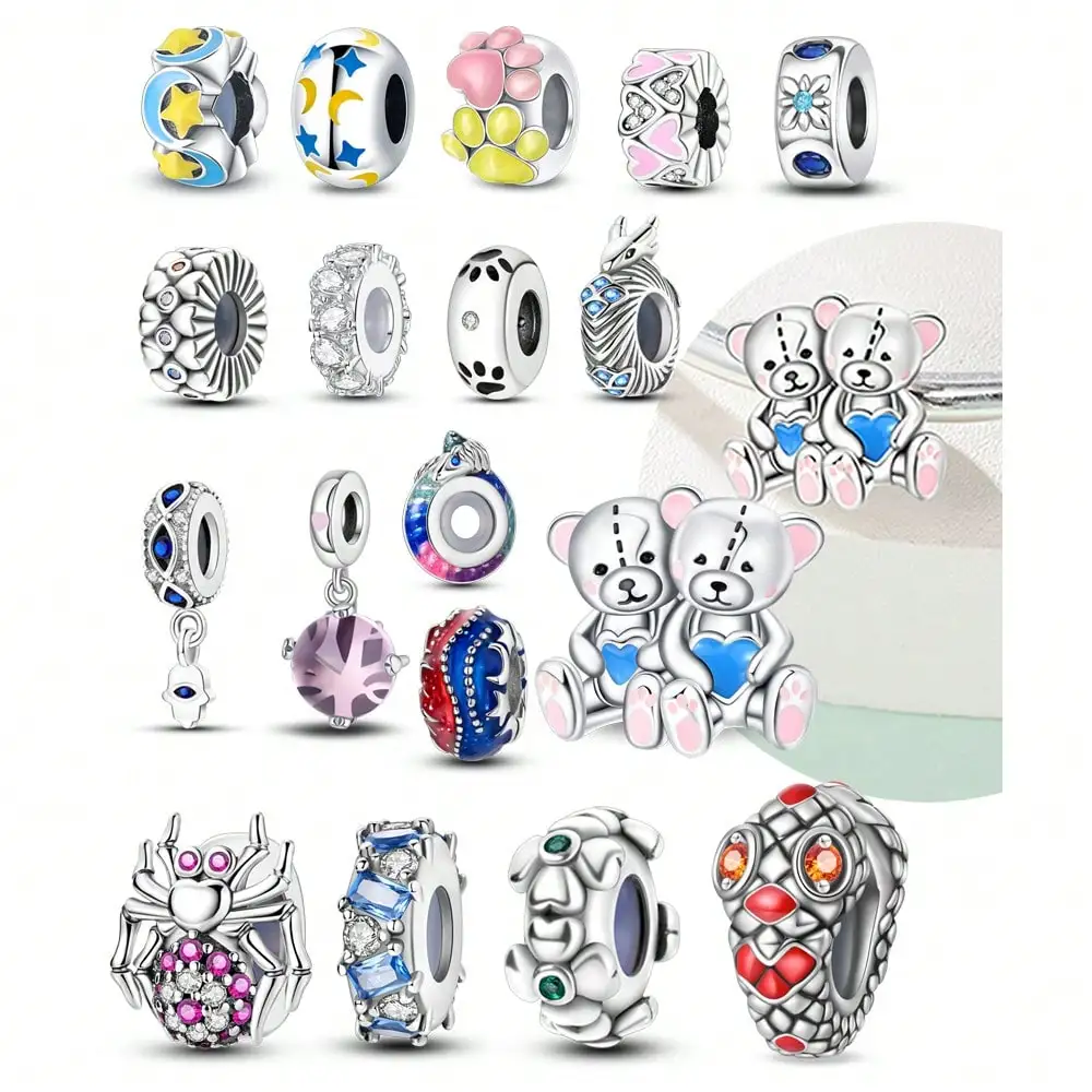 Heißer Verkauf Charms Perle 925 Sterling Silber Rosa Panda Pfote Fit Armreif Armband Halskette DIY Schmuck Image