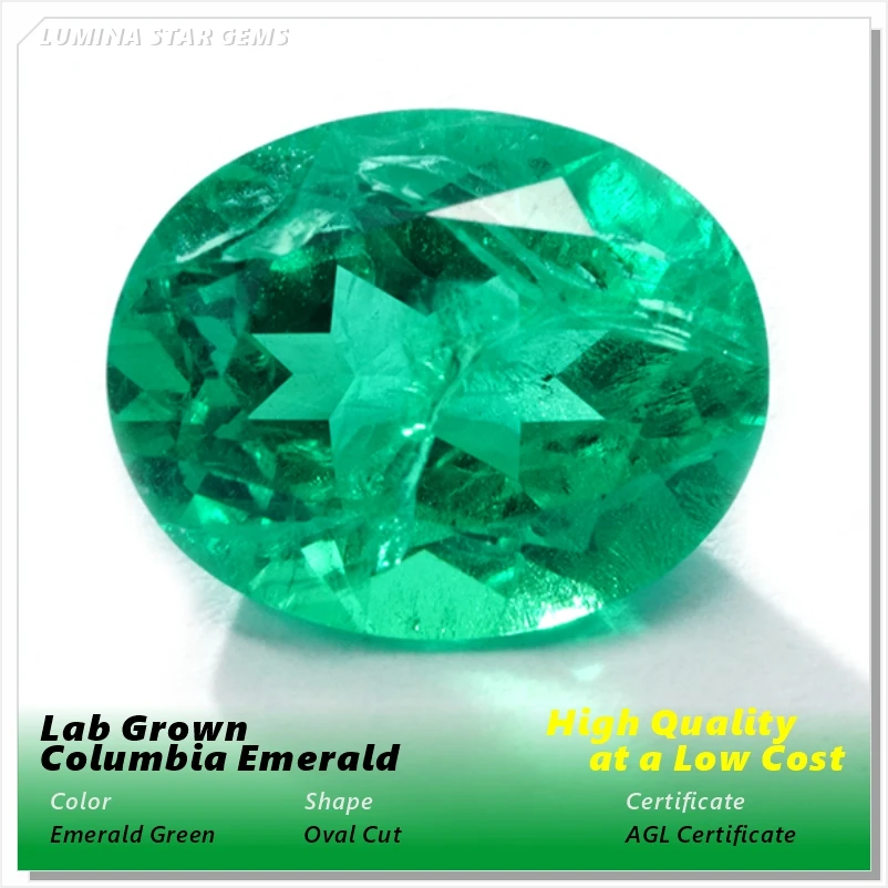 Im Labor gezüchteter kolumbianischer Smaragdstein, hydrothermischer Ovalschliff, hohe Qualität, perfekt für Ringe und Halsketten, wählbares Zertifikat Image