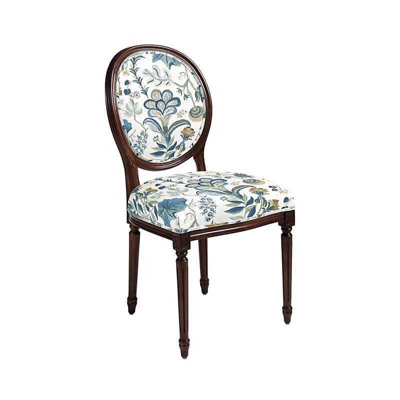 Limited Louis XVI Oval Side Chair - Becca Cloud & Gray Over White Finish - Ballard Designs