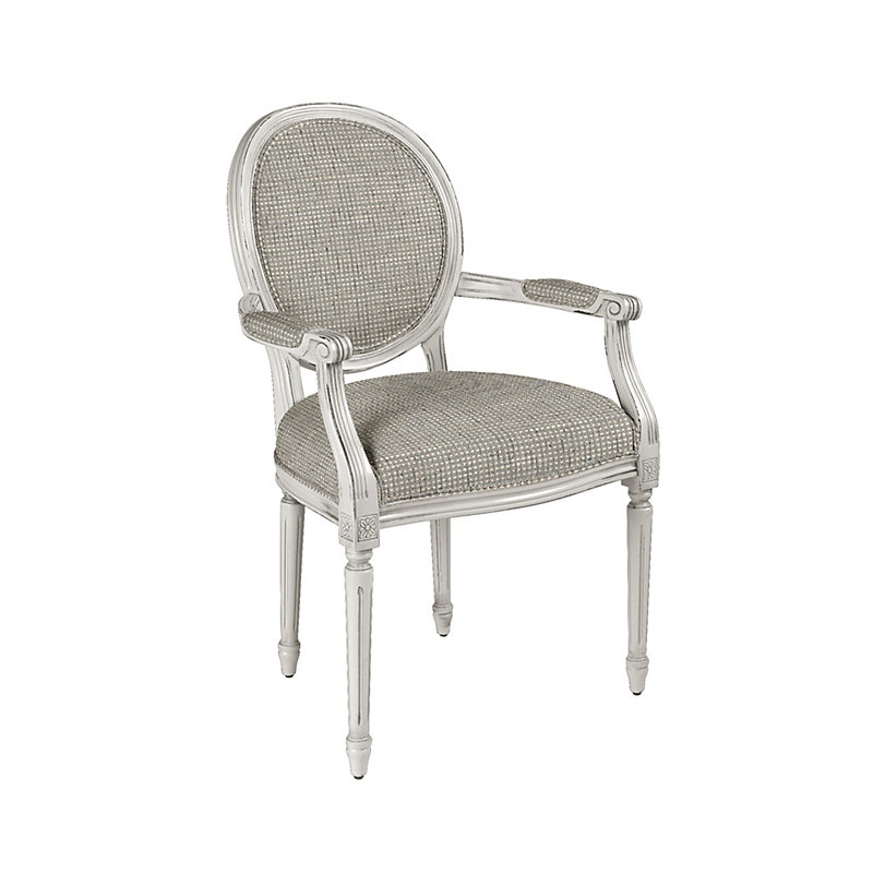 Limited Louis XVI Oval Arm Chair - Ringwald Natural InsideOut & Washed Walnut Finish - Ballard Designs