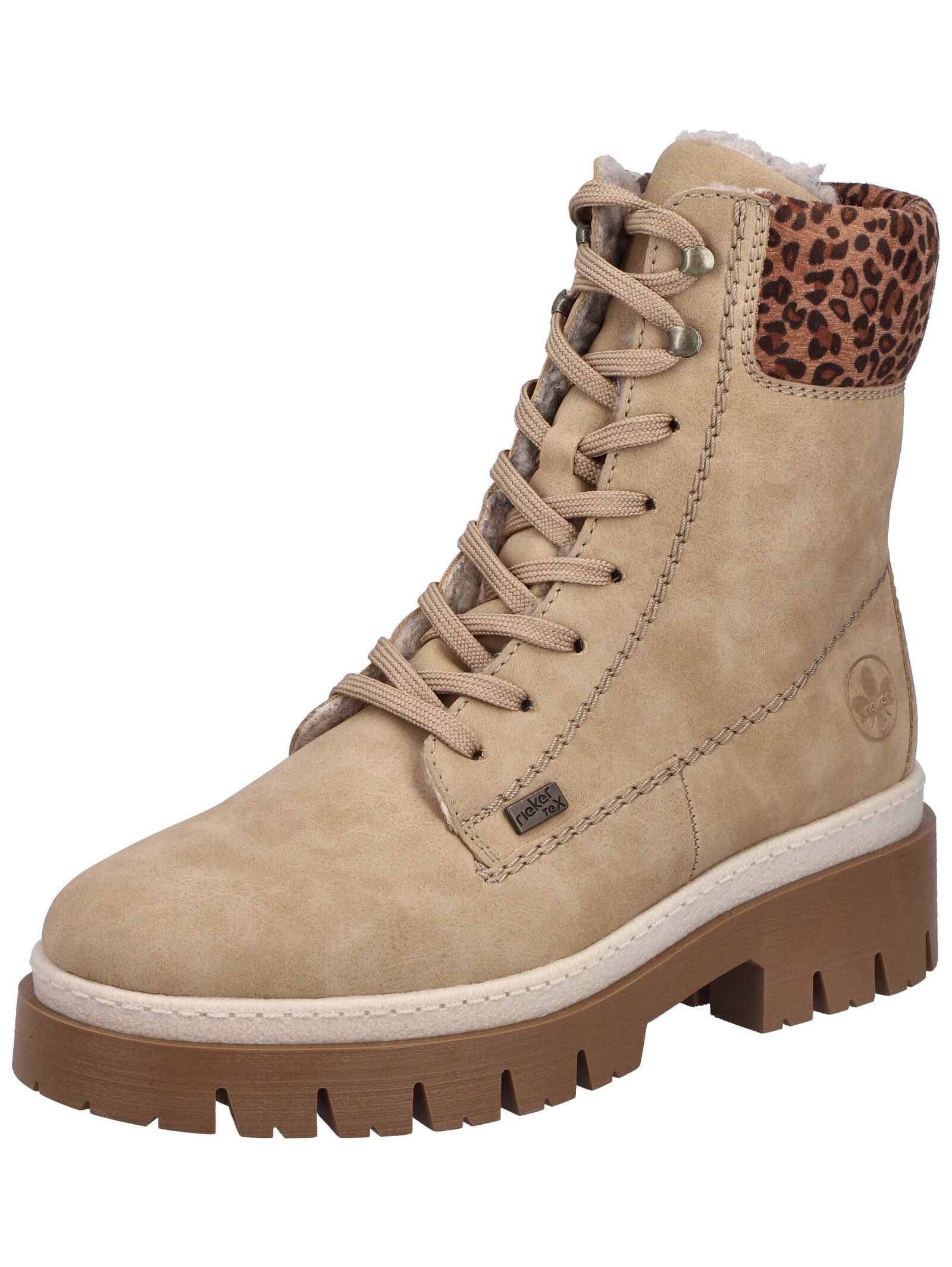 Schnürstiefelette RIEKER "Rieker Stiefelette Lederimitat", Damen, Gr. 39, hellbraun, Lederimitat, Schuhe Schnürstiefelette