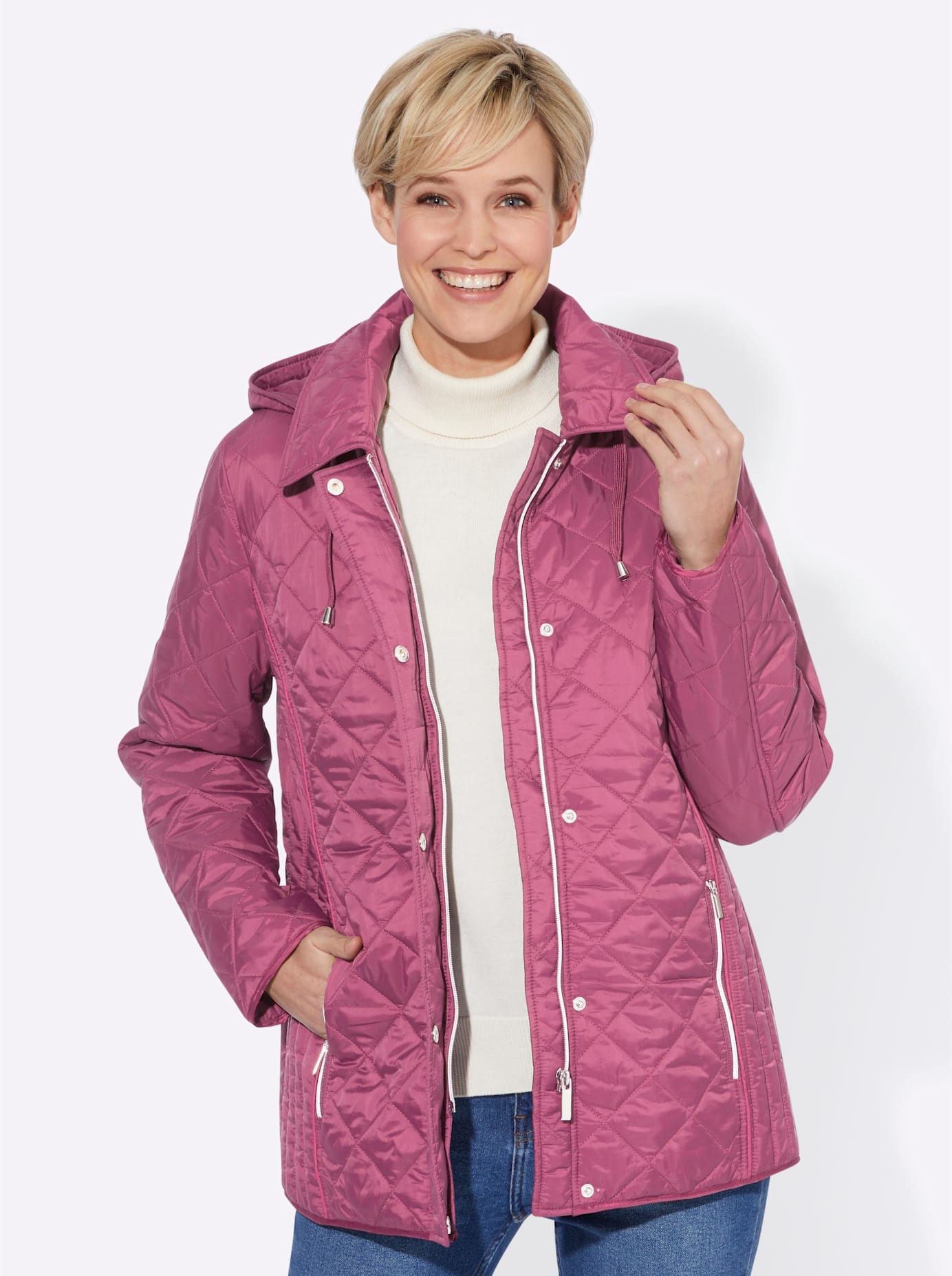 Winterjacke CASUAL LOOKS, Damen, Gr. 22, rot (burgund), 100% Polyamid, unifarben, Jacken Winterjacke