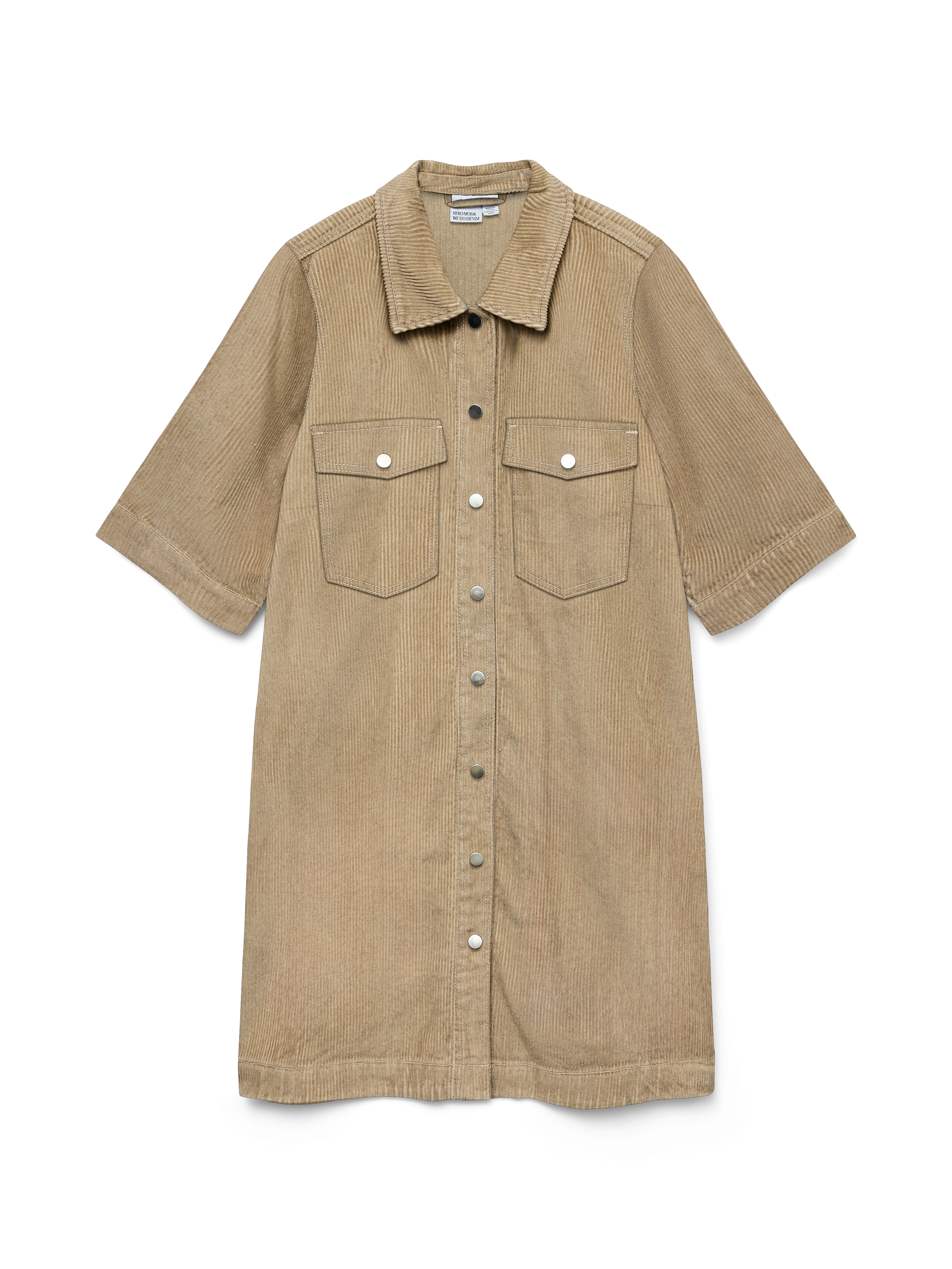 Cordkleid VERO MODA "VMFENJA 2/4 SHORT CORDUROY DRESS NOOS", Damen, Gr. S, N-Gr, silber (silber mink), Cord, Obermaterial: 80% Baumwolle, 20% Polyester, unifarben, Kleider Image