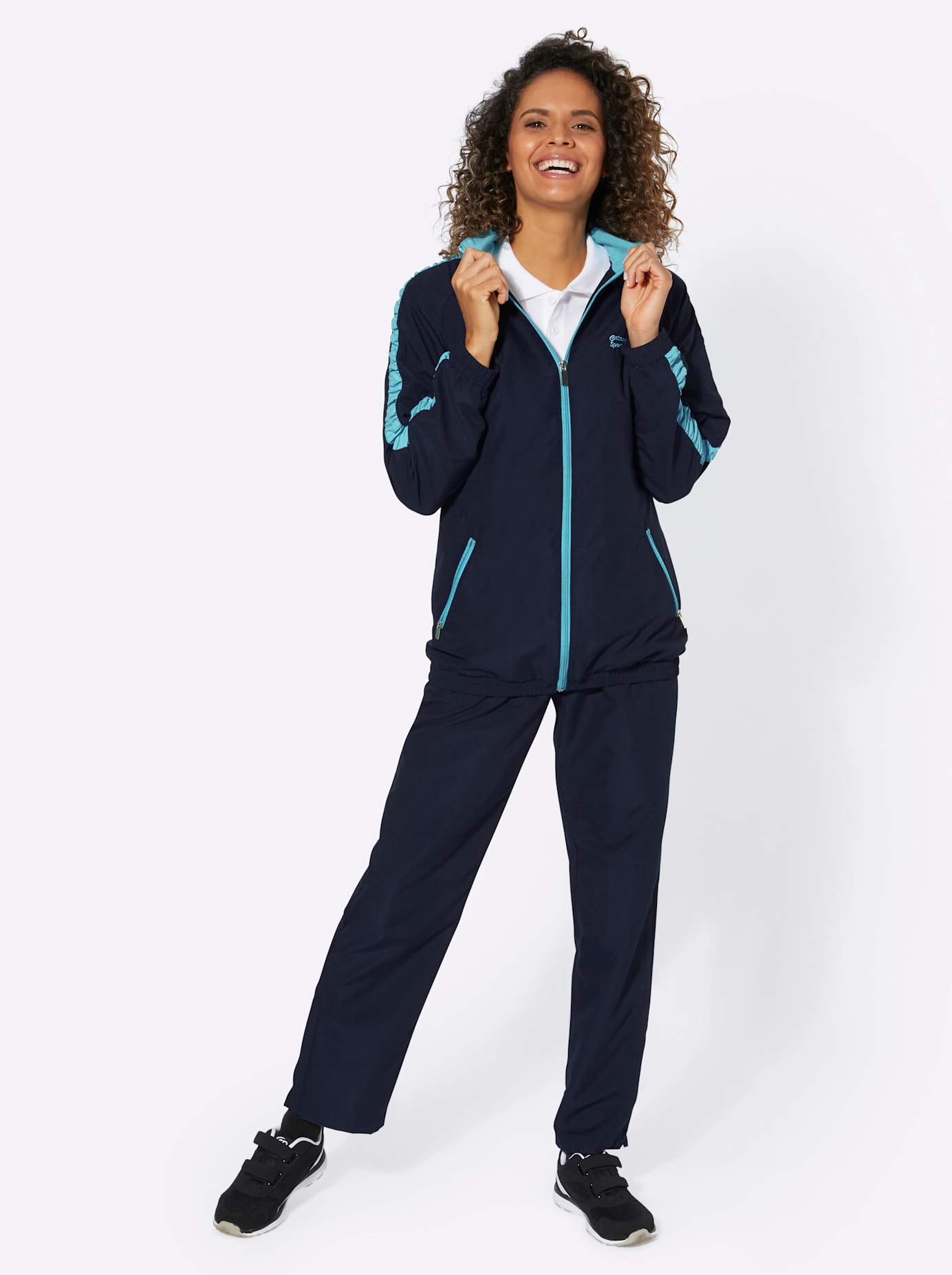 Freizeitanzug CATAMARAN, Damen, Gr. 54, bunt (marine, türkis), 100% Polyester, Sportanzüge Freizeitanzug