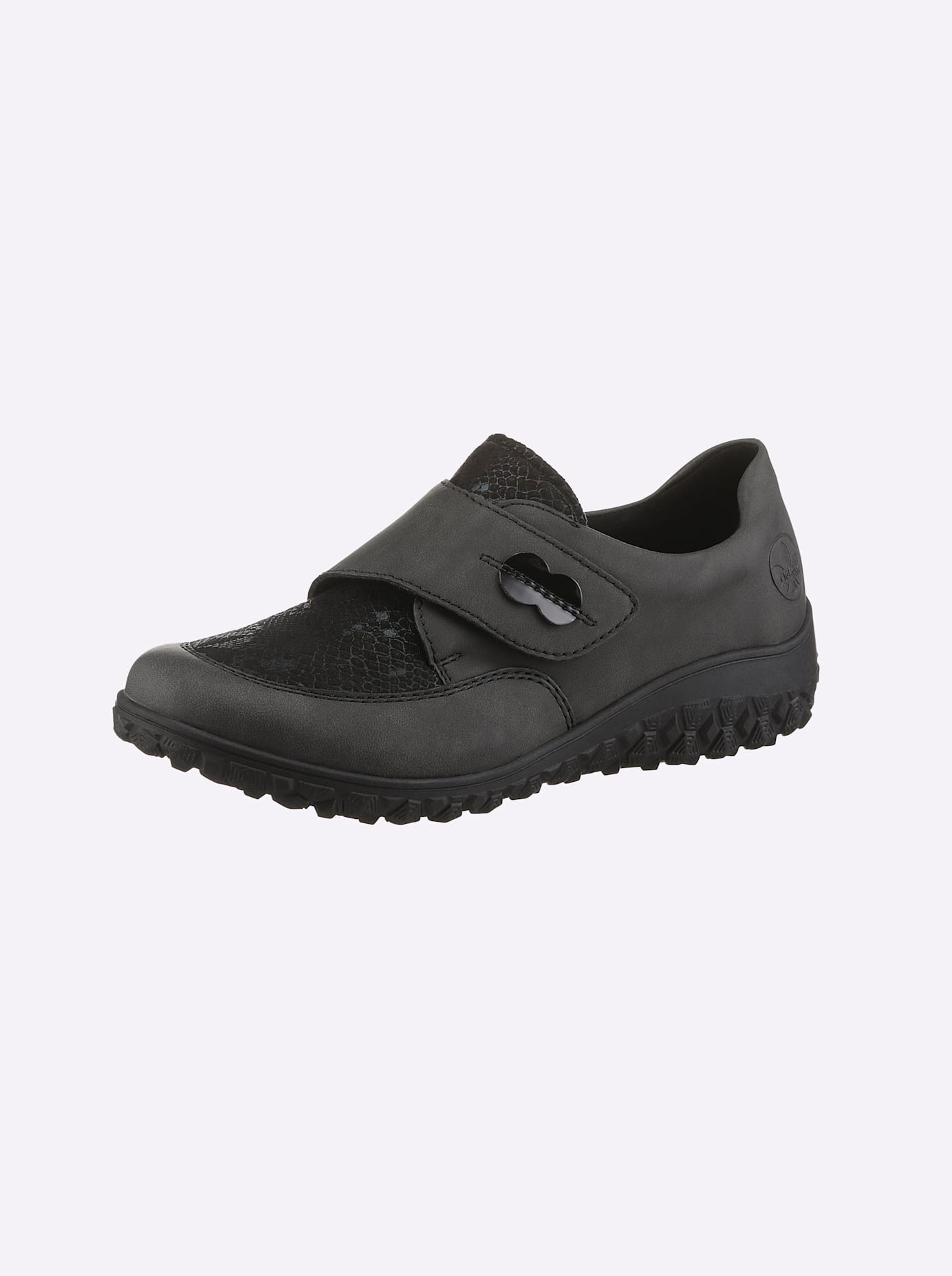 Slipper RIEKER, Damen, Gr. 37, grau, Lederimitat, Sportlich, Schuhe