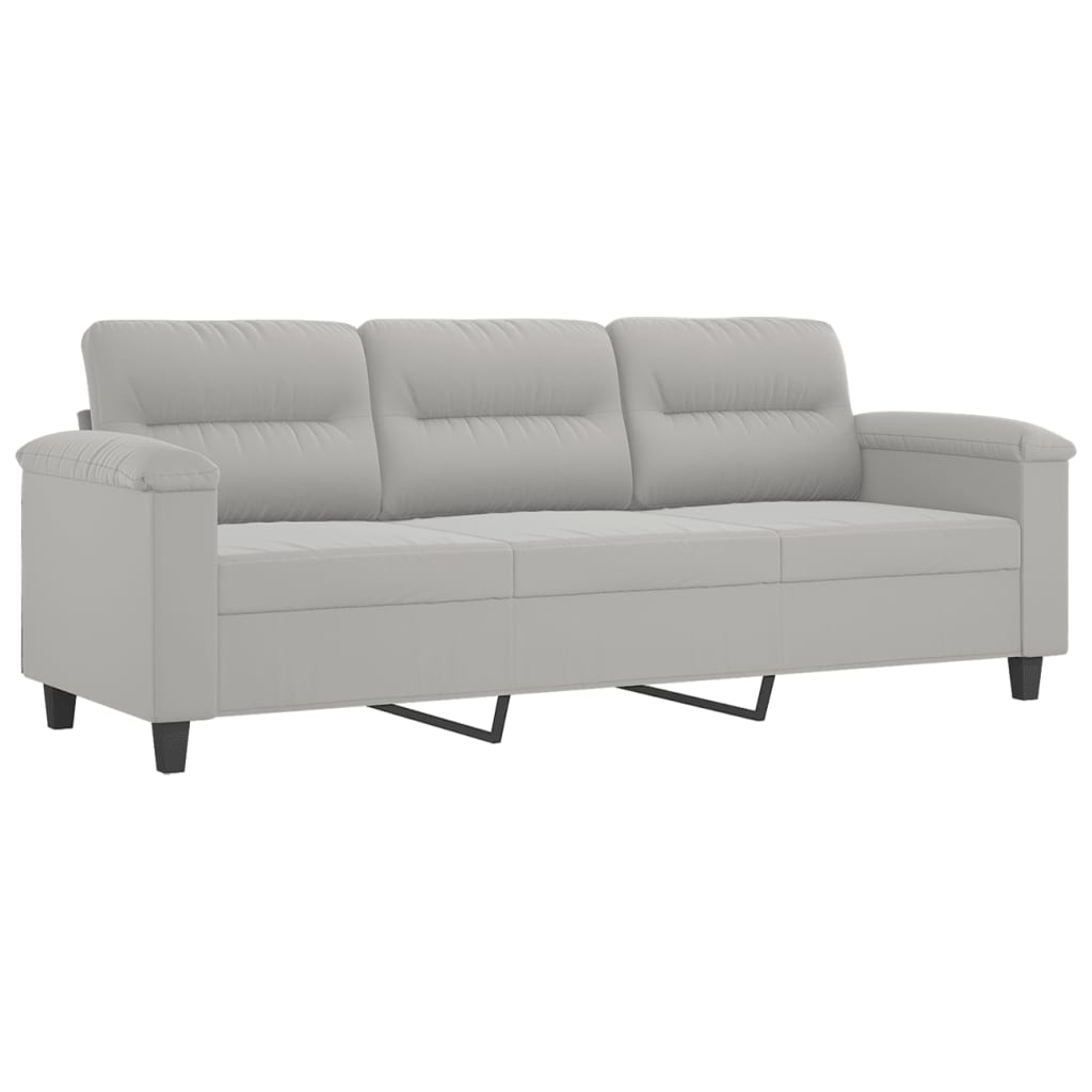 vidaXL 3-Sitzer-Sofa Hellgrau 180 cm Mikrofasergewebe Image