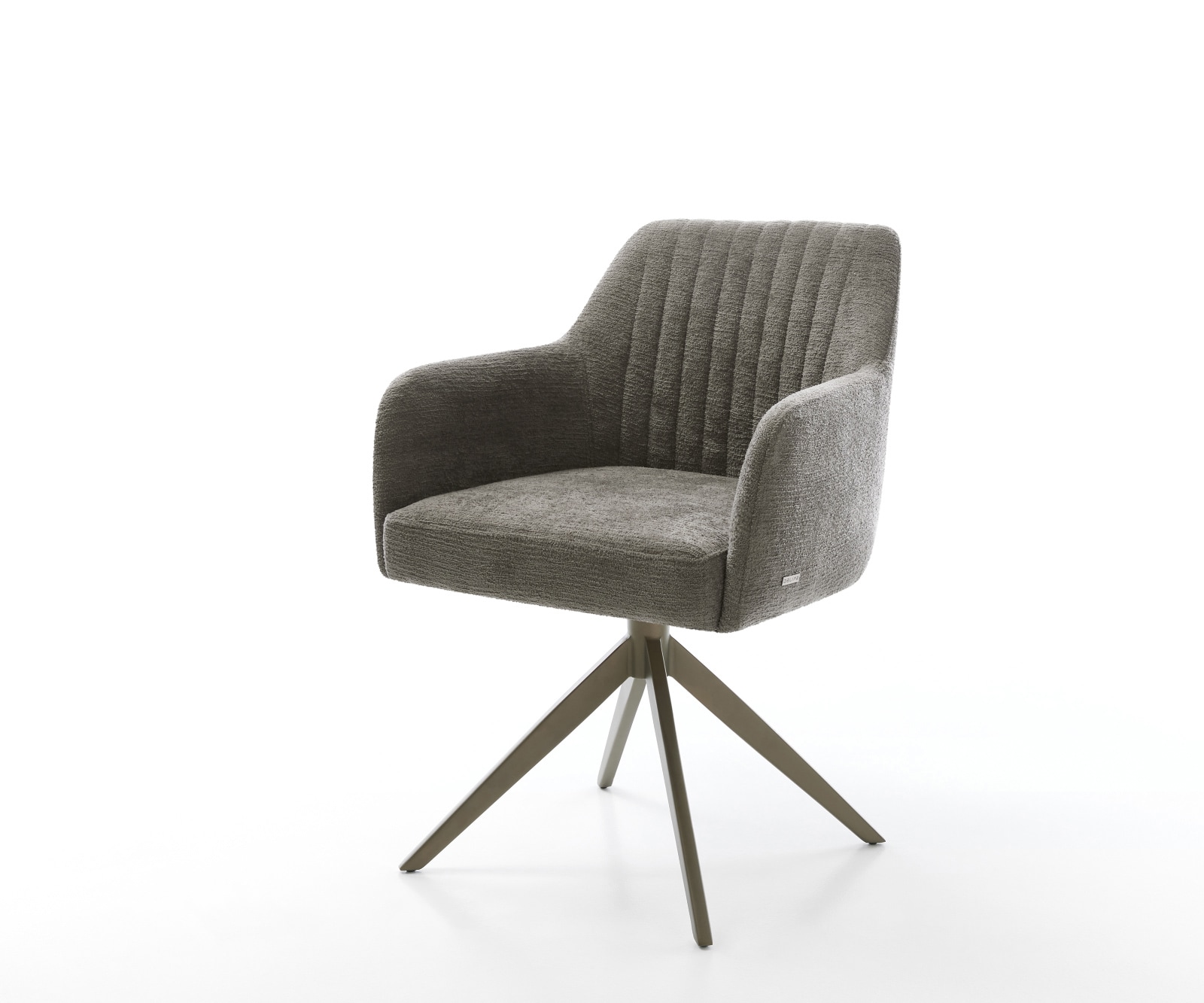 DELIFE Drehstuhl Greg-Flex Bouclé Soft Schlamm Kreuzgestell breit Effektfinish Titan 360° drehbar Wippfunktion Taschenfederkern, Esszimmerstühle Image