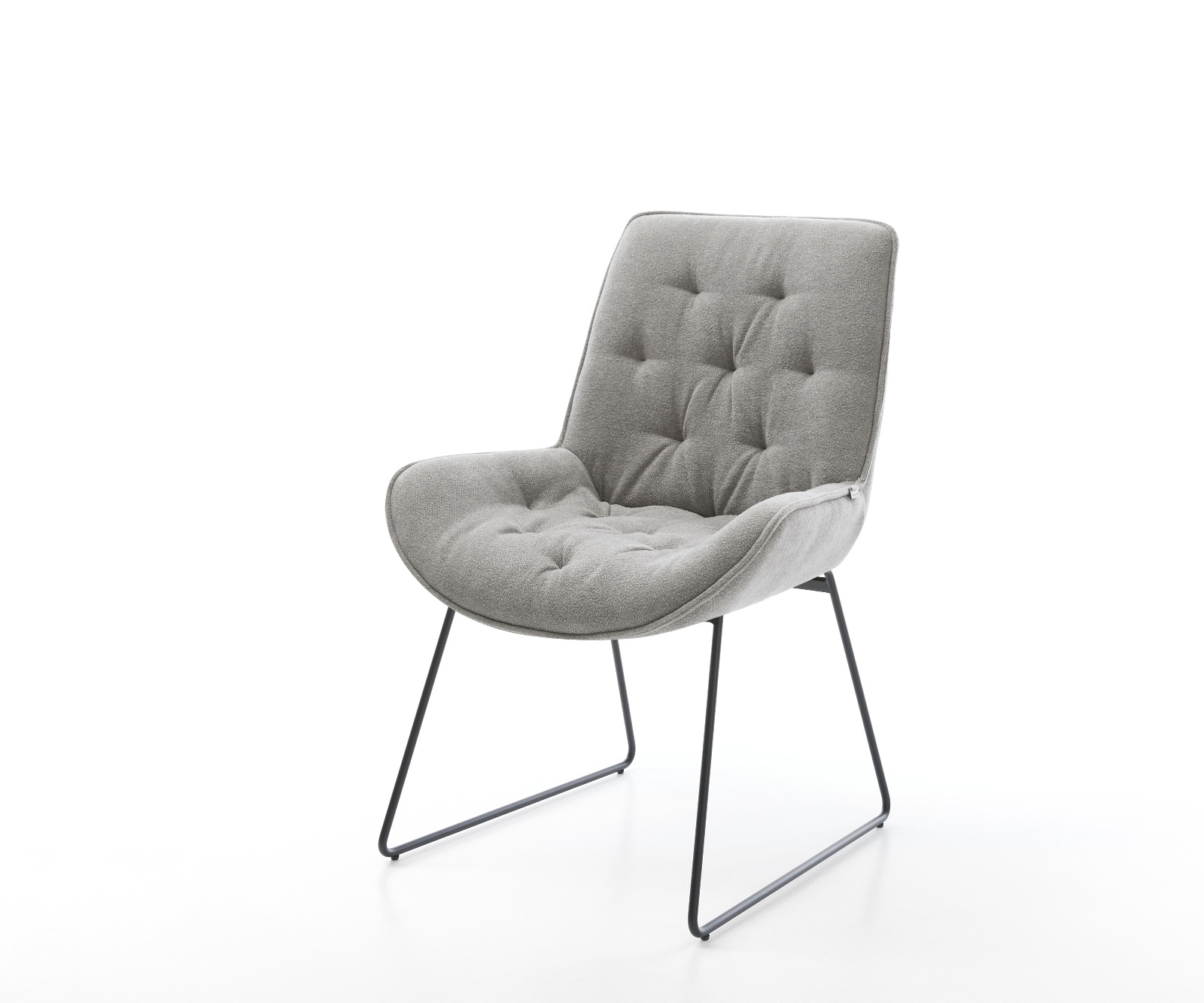 DELIFE Esszimmerstuhl Taimi-Flex Strukturstoff Soft Grau Kufengestell Schwarz, Esszimmerstühle Image