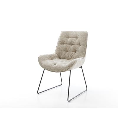 DELIFE Esszimmerstuhl Taimi-Flex Webstoff Soft Beige Kufengestell Schwarz, Esszimmerstühle Image