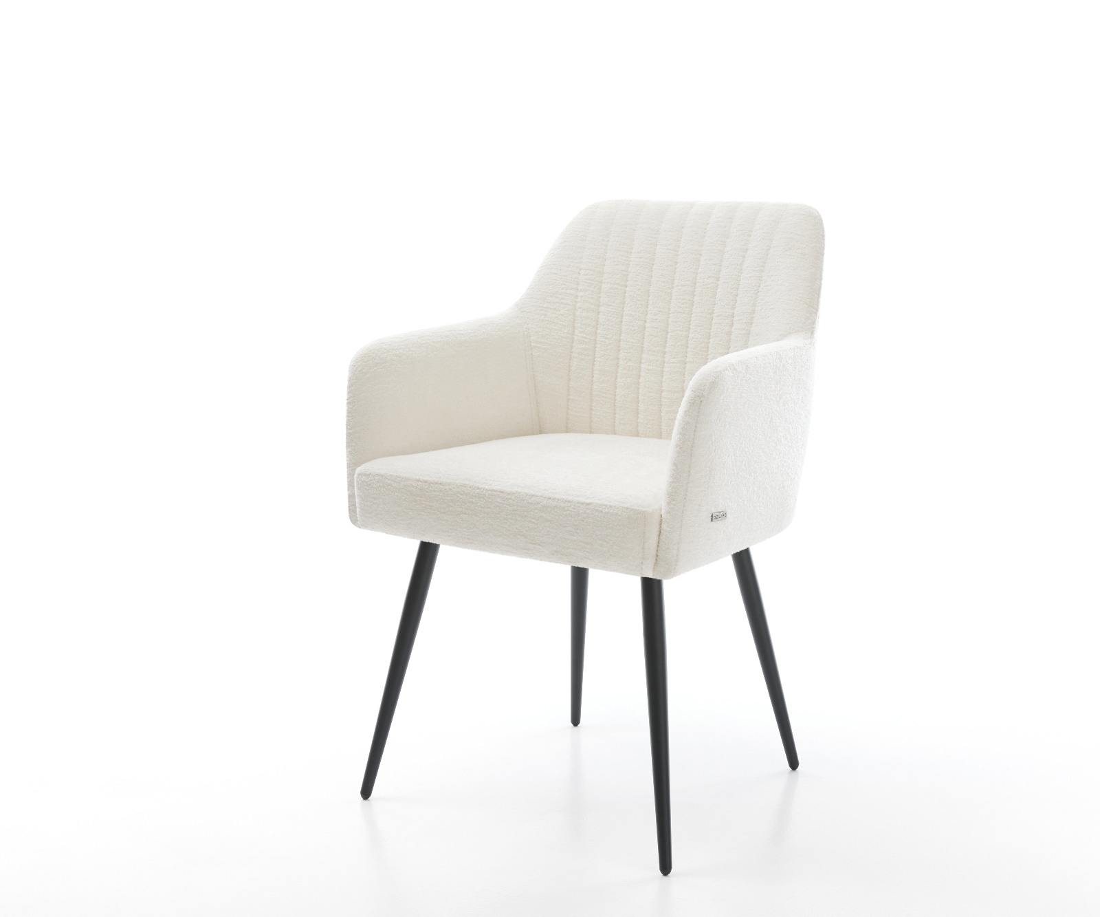 DELIFE Esszimmerstuhl Greg-Flex Bouclé Soft Beige 4-Fuß konisch Schwarz Taschenfederkern, Esszimmerstühle Image