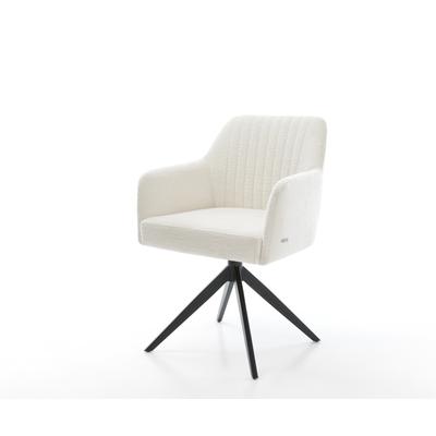 DELIFE Drehstuhl Greg-Flex Bouclé Soft Beige Kreuzgestell breit Schwarz 360° drehbar Wippfunktion Taschenfederkern, Esszimmerstühle Image