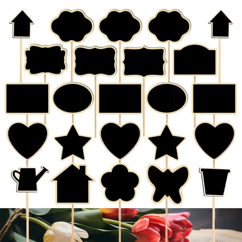 5PCS Beschreibbare Holz Tafel Label mit Pfahl Mini Schwarz Bord Dekorative Zeichen Tag Für Garten Pflanzen Blume Discern Marker Image
